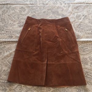 LOFT NWT!! Tan 100% leather, fully lined, skirt!